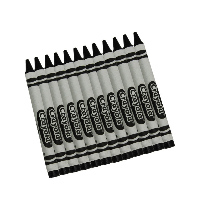 Single Color Bulk Crayons, Regular Size, Black, 12 Count