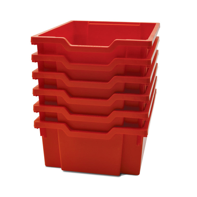 GRATNELLS - Deep F2 Tray, Flame Red, 12.3" x 16.8" x 5.9", Heavy Duty School, Industrial & Utility Bins, Pack of 6