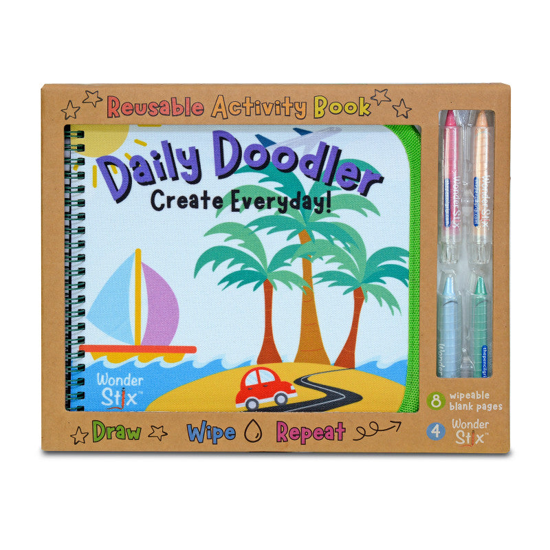 THE PENCIL GRIP - Daily Doodler Reusable Activity Book- Travel Cover, Includes 4 Wonder Stix