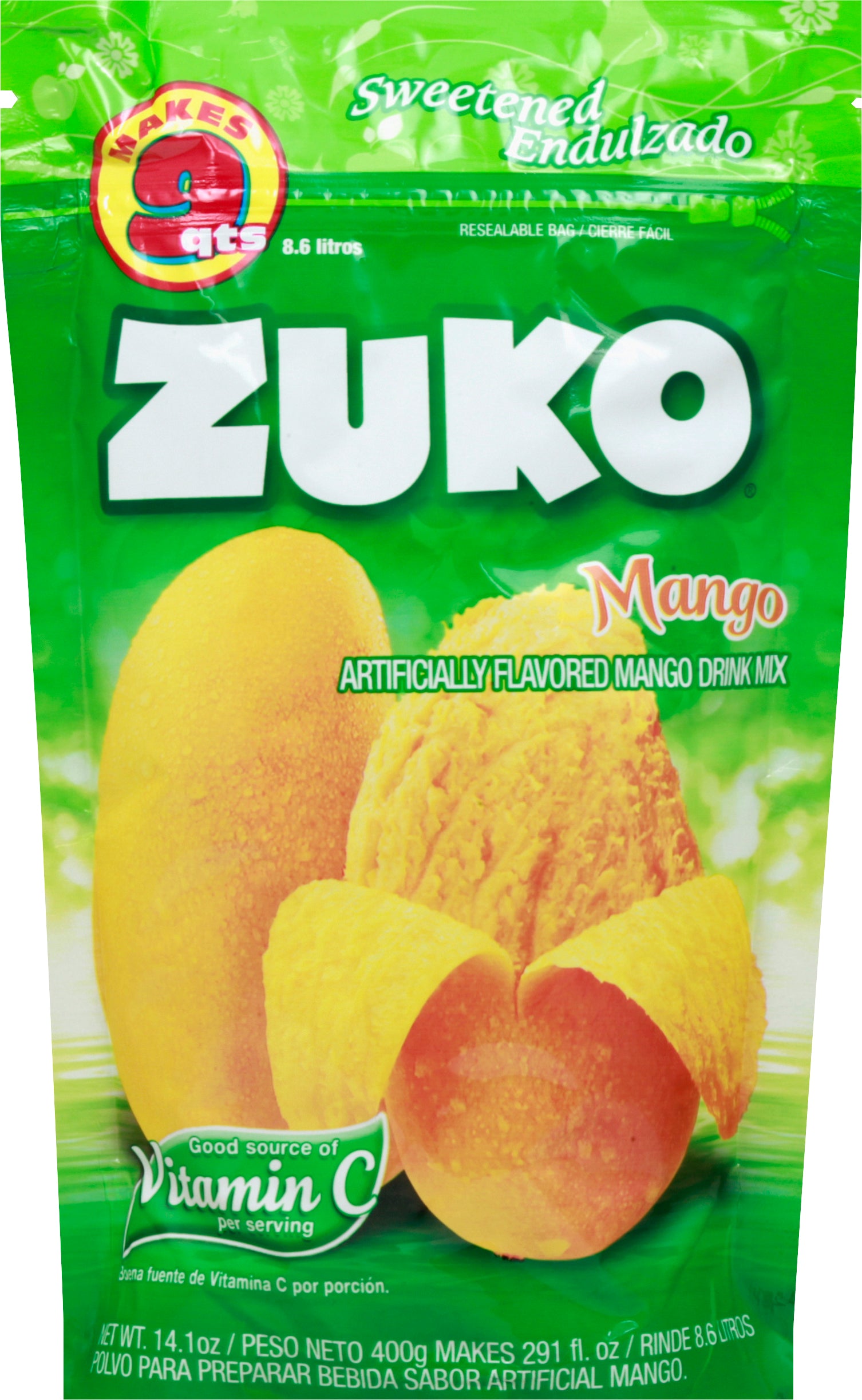 Zuko Mango Drink Mix 14.1 oz - Case of 12
