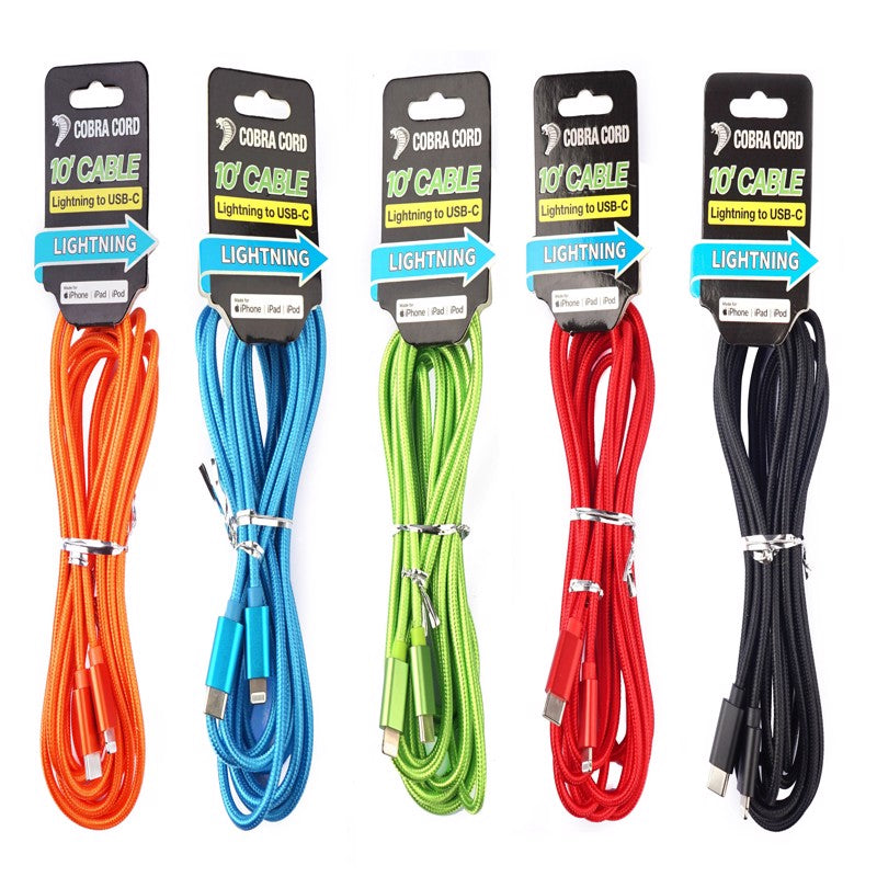 DIAMOND VISIONS - Diamond Visions Cobra Cord Lightning to USB Type C Cable 1 pk - Case of 12