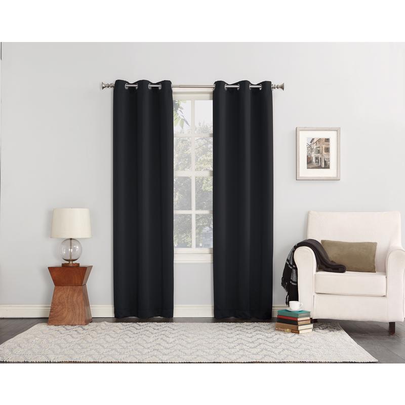 SUN ZERO - Sun Zero Norwich Black Blackout Curtains 80 in. W X 84 in. L