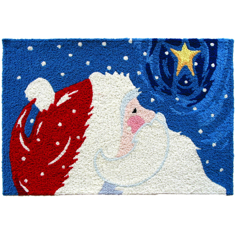 JELLYBEAN - Jellybean 30 in. L X 20 in. W Multicolored Star Gazing Santa Polyester Accent Rug