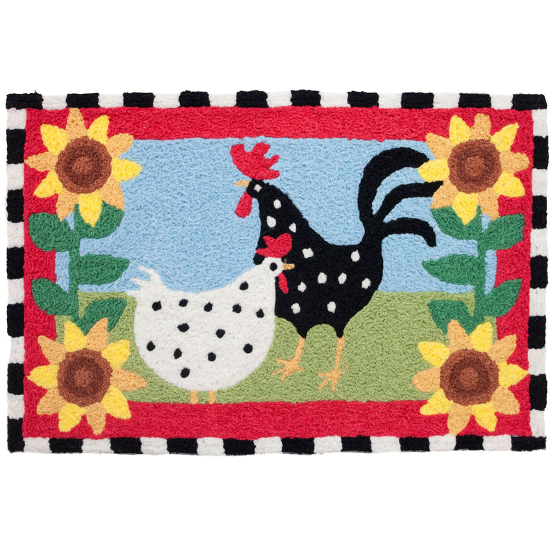 JELLYBEAN - Jellybean 30 in. L X 20 in. W Multicolored Funky Chickens Polyester Accent Rug