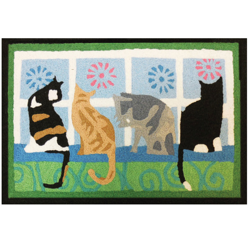 JELLYBEAN - Jellybean 30 in. L X 20 in. W Multicolored Kitties In The Window Polyester Accent Rug
