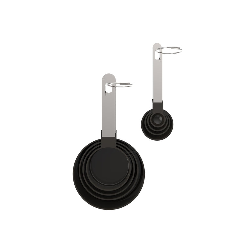 CORE KITCHEN - Core Kitchen Stainless Steel Black/Silver Measuring Spoon and Cup Set