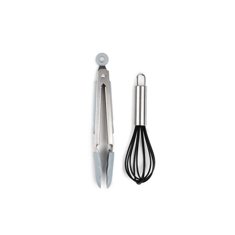 CORE KITCHEN - Core Kitchen Silver Silicone/Stainless Steel Whisk Tong Set