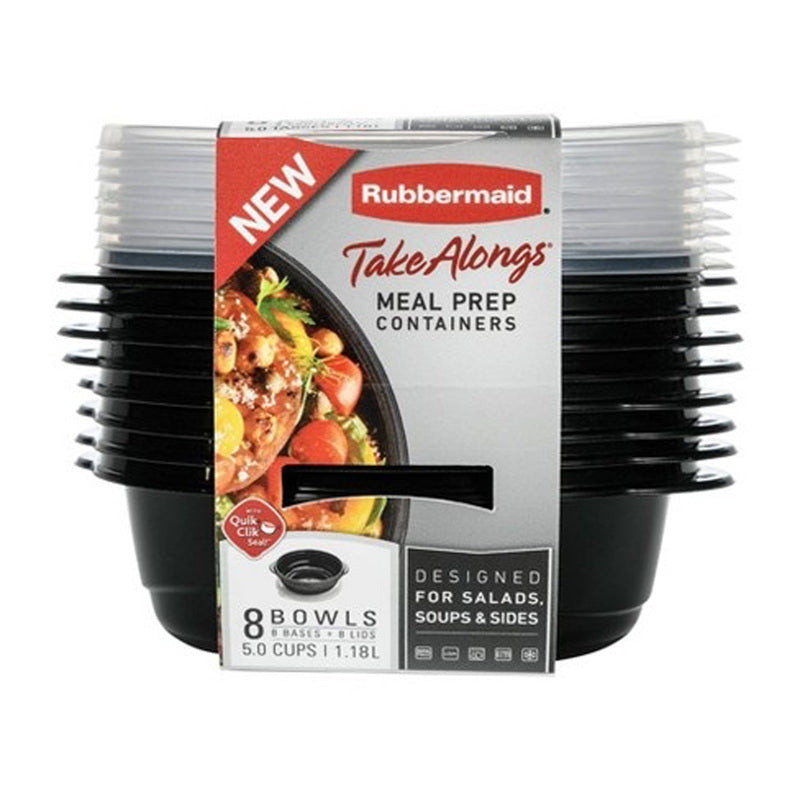 RUBBERMAID - Rubbermaid Take Alongs 5 cups Black Food Container and Lid 8 pk