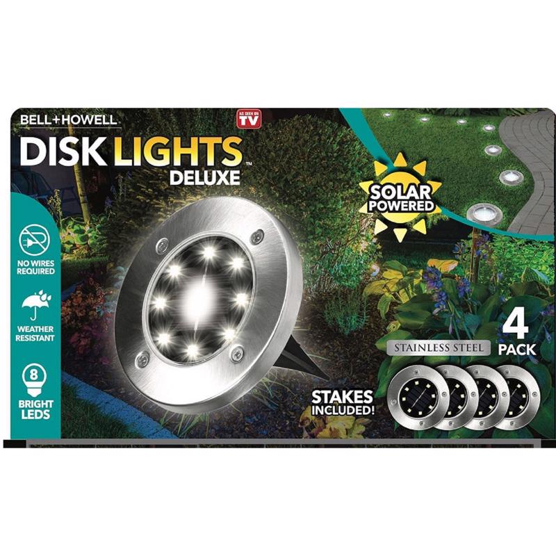 BELL & HOWELL - Bell + Howell Disk Lights Deluxe Solar Powered 3.75 W LED Garden Light 4 pk