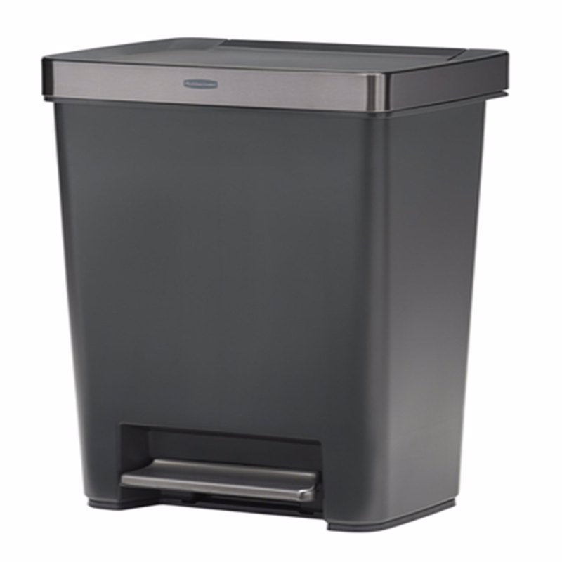 RUBBERMAID - Rubbermaid Premier Series III 13 gal Gray Plastic/Stainless Steel Step On Trash Can - Case of 4