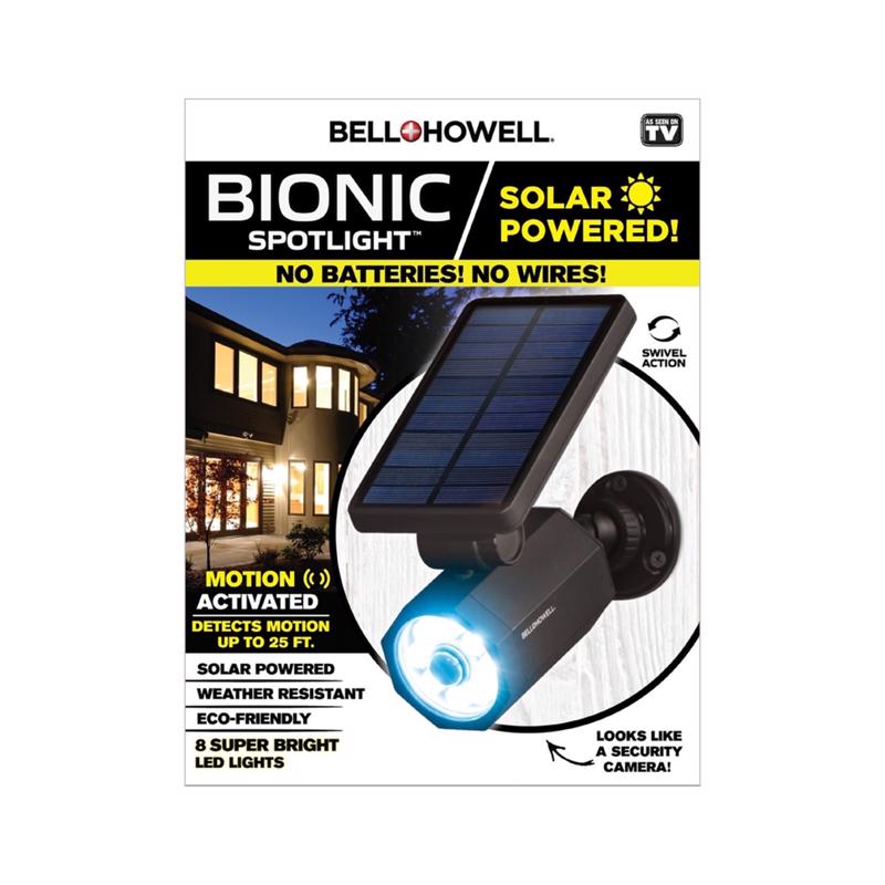 BELL AND HOWELL - Bell + Howell Bionic Motion-Sensing Solar Powered LED Black Spotlight [2963]