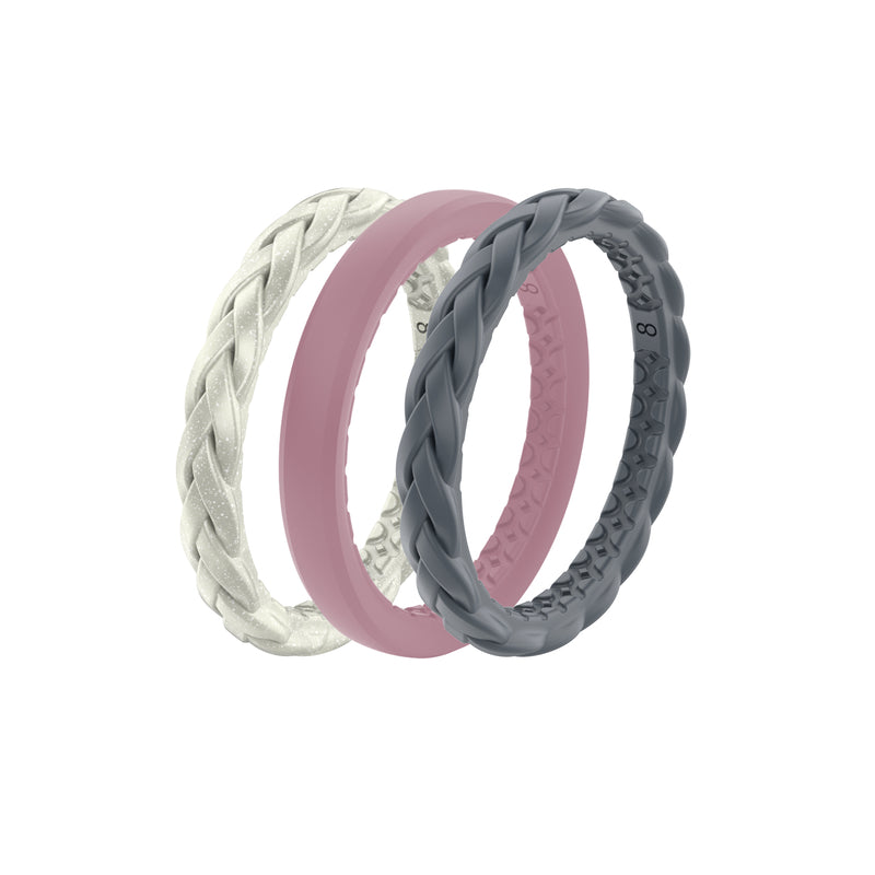 GROOVE LIFE - Groove Life Serenity Unisex Round Assorted Stackable Rings Silicone Water Resistant Size 7