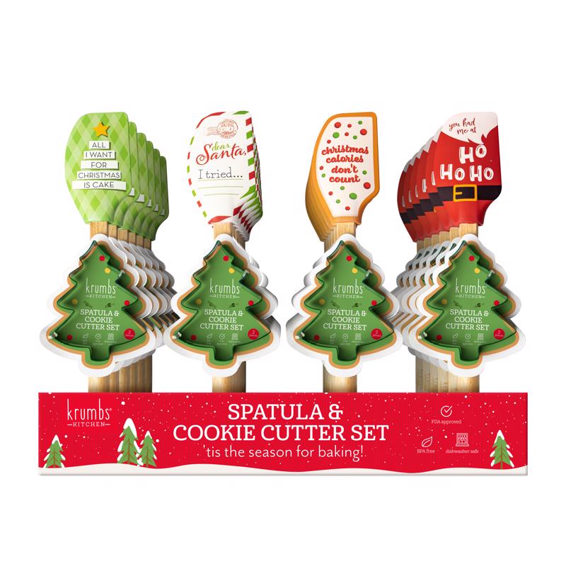 KRUMBS KITCHEN - Krumbs Kitchen Spatula Christmas Cookie Cutter Set Multicolored 24 pc - Case of 24