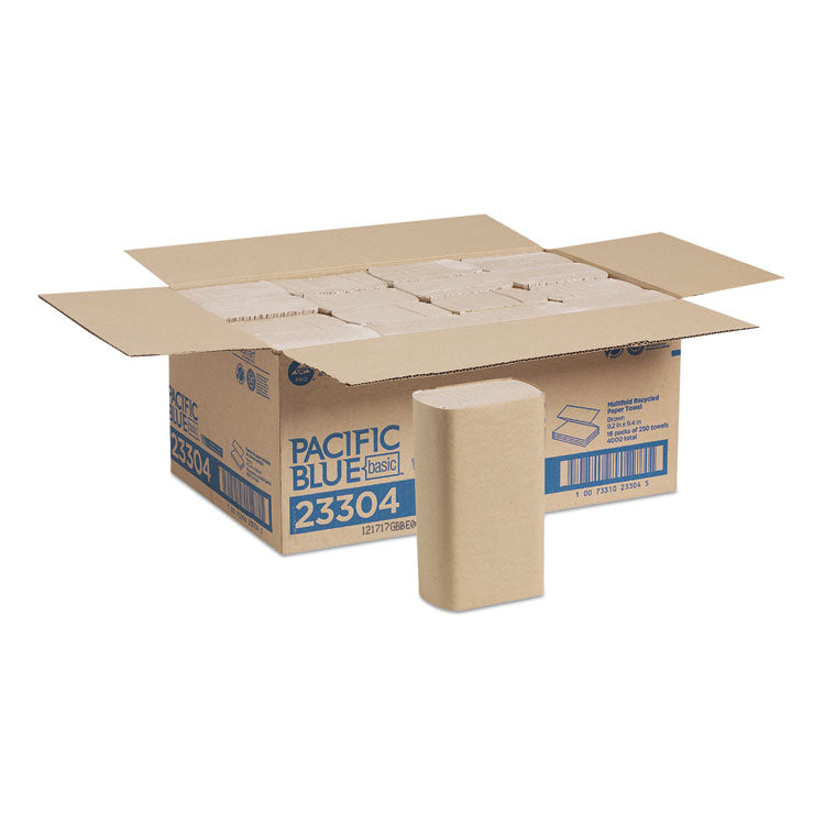 Georgia Pacific Professional - Pacific Blue Basic M-Fold Paper Towels, 9.2 x 9.4, Brown, 250/Pack, 16 Packs/Carton