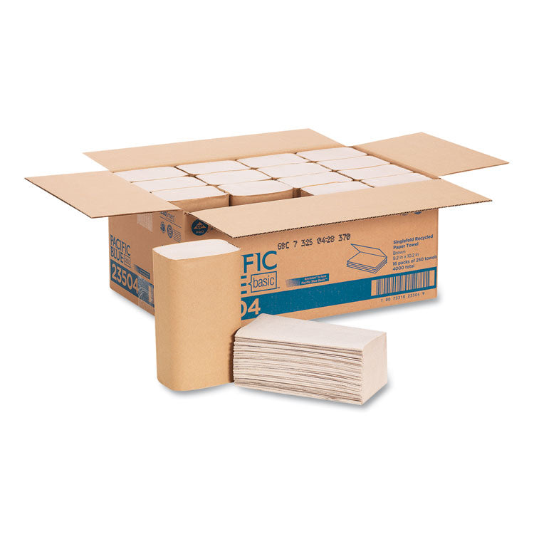 Georgia Pacific Professional - Pacific Blue Basic S-Fold Paper Towels, 10.25 x 9.25, Brown, 250/Pack, 16 Packs/Carton