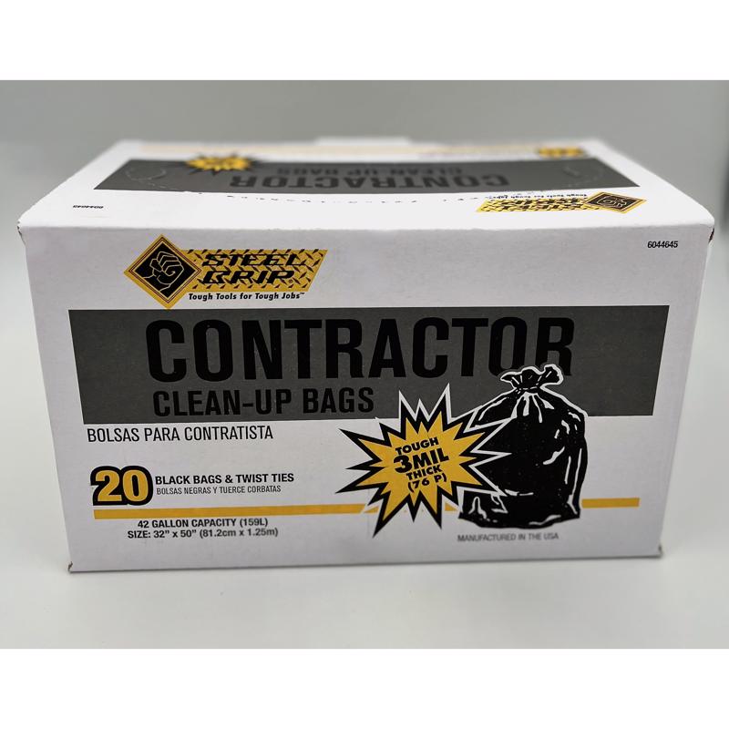 STEEL GRIP - Steel Grip 42 gal Contractor Bags Twist Tie 20 pk 3 mil
