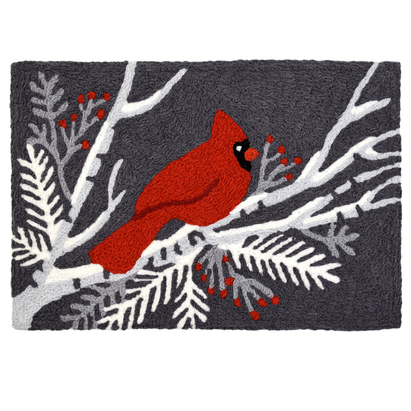 JELLYBEAN - Jellybean 30 in. L X 20 in. W Multicolored Cardinal Bird on Gray Polyester Accent Rug