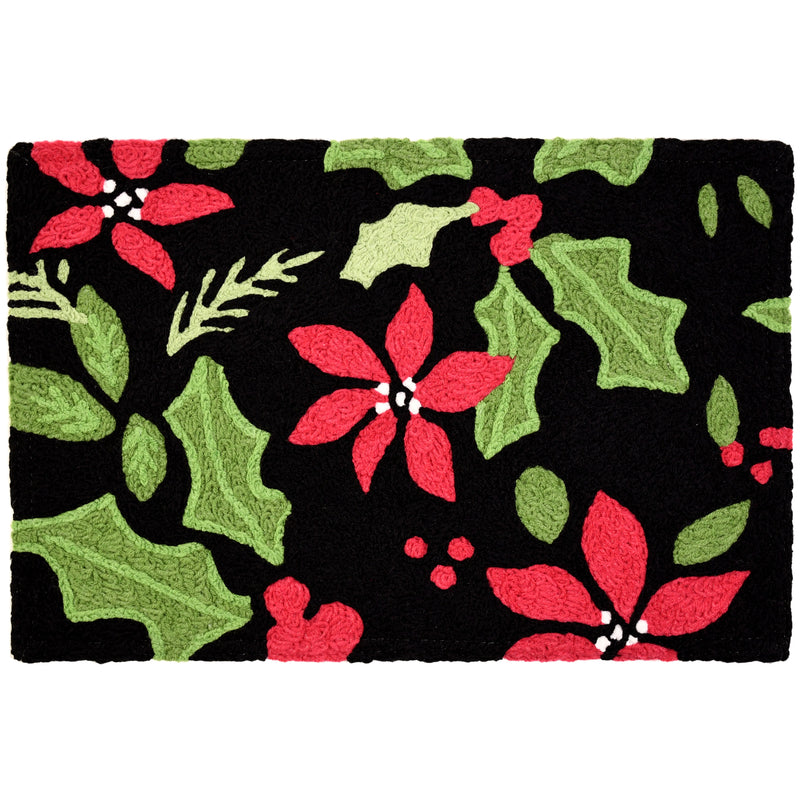 JELLYBEAN - Jellybean 30 in. L X 20 in. W Multicolored Poinsettia & Holly Toss Polyester Accent Rug