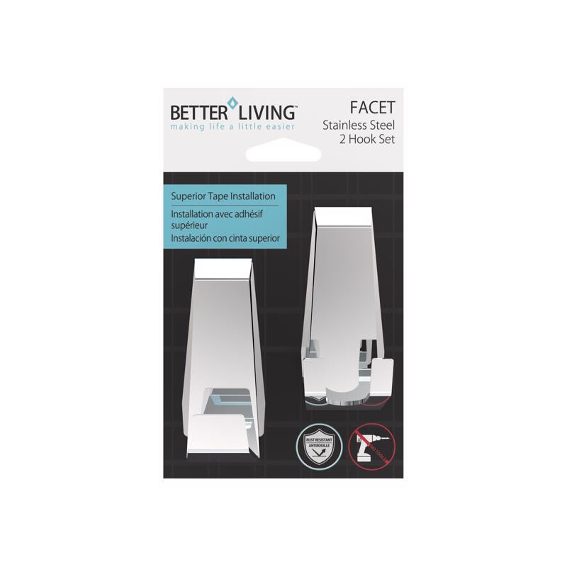 BETTER LIVING - Better Living Facet 3.38 in. H X 1.25 in. W X 1.5 in. L Silver Bath Hook