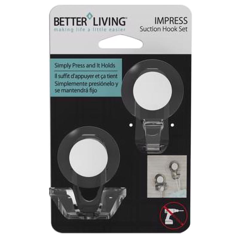 BETTER LIVING - Better Living Impress 3 in. H X 1.75 in. W X 2.25 in. L Matte Clear Bath Hook