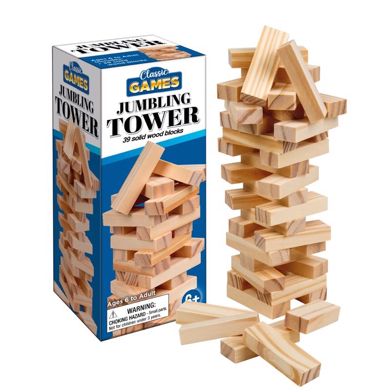 PLAYMAKER TOYS - Playmaker Toys Classic Games Jumbling Tower Wood Natural 39 pc - Case of 12