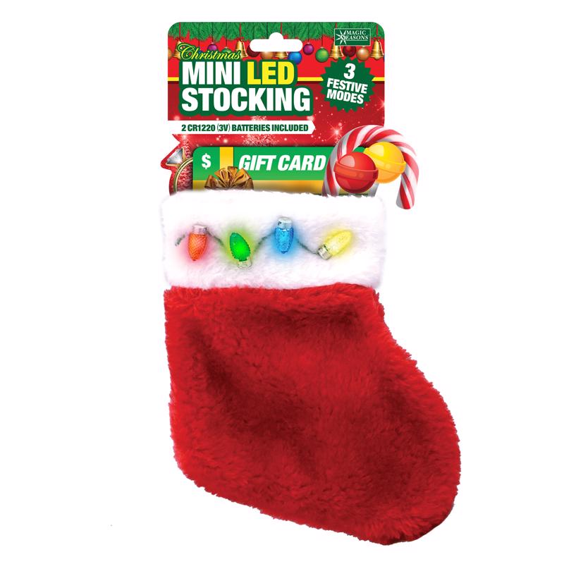 MAGIC SEASONS - Magic Seasons Scorpion Master LED Multicolored Mini Gift Card Christmas Stocking 7 in. - Case of 12