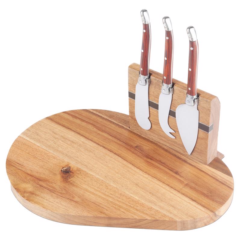 FINAL TOUCH - Final Touch 10 in. L X 7.3 in. W X 0.5 in. Wood Cheese Board with Slicer