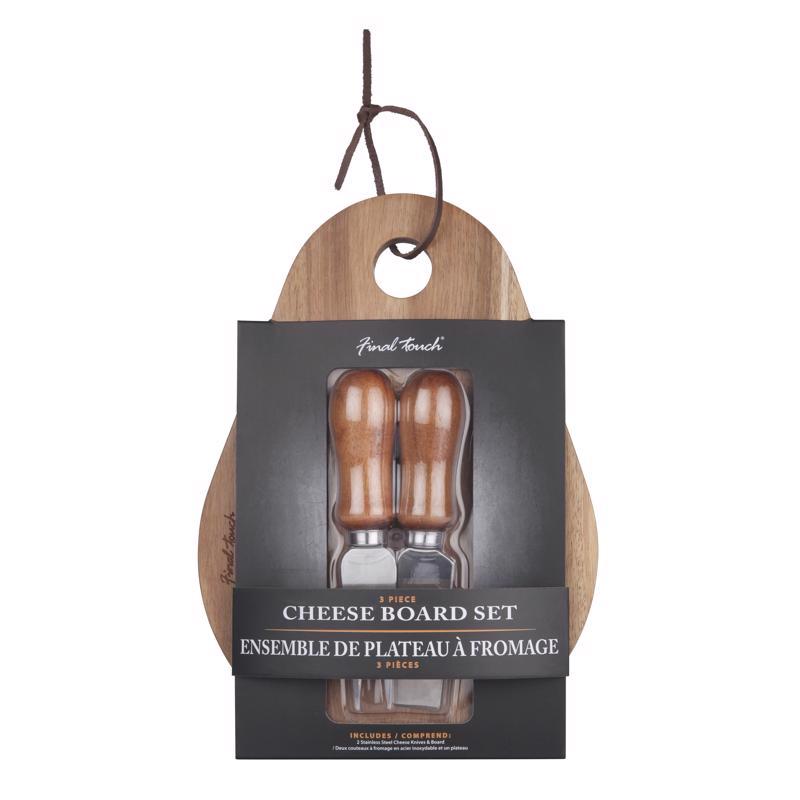 FINAL TOUCH - Final Touch 7 in. L X 7.5 in. W X 1.6 in. Acacia Wood Cheese Board with Slicer