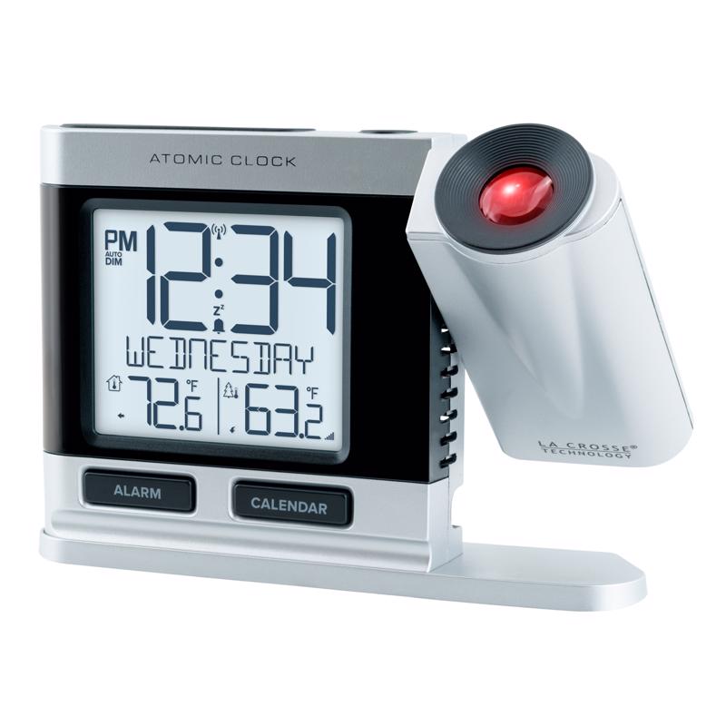 LA CROSSE TECHNOLOGY - La Crosse Technology 2.5 in. Silver Atomic Projection Alarm Clock LCD Plug-In