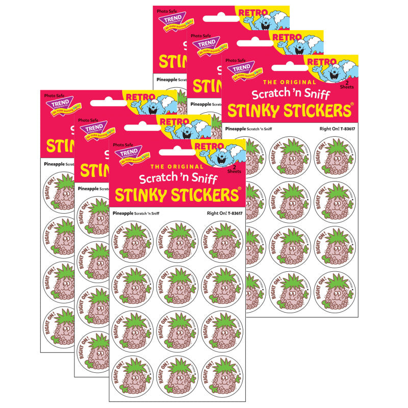TREND - Right On!/Pineapple Scented Stickers, 24 Per Pack, 6 Packs