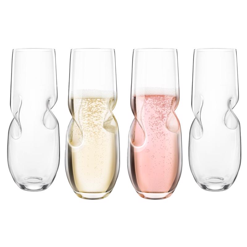 FINAL TOUCH - Final Touch 10 oz Clear Glass Stemless Champagne Flutes