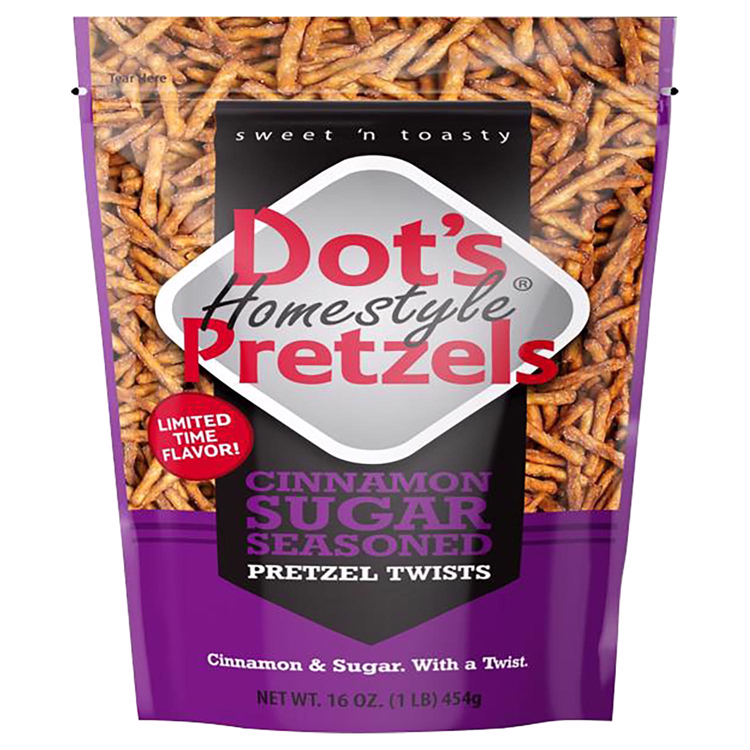 Dot's Homestyle Cinnamon Sugar Pretzels 16 oz Bagged - Case of 10