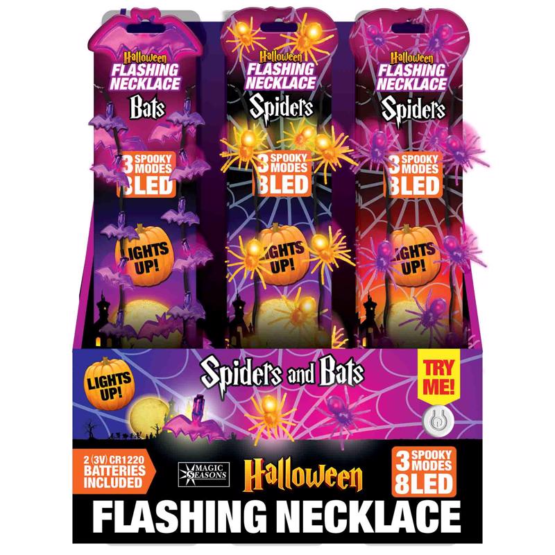 MAGIC SEASONS - Magic Seasons Halloween Bats/Spider Flashing Necklace 1 pk - Case of 24