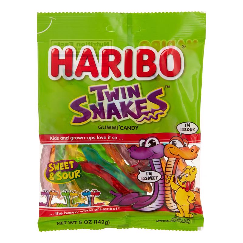 HARIBO - Haribo Twin Snakes Sweet/Sour Gummi Candy 5 oz - Case of 12