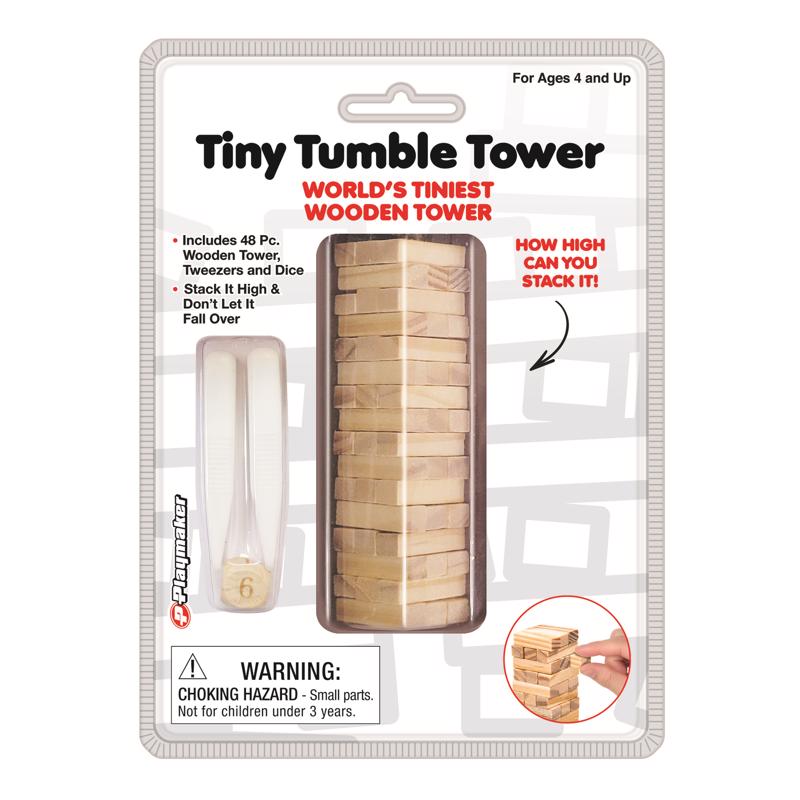 PLAYMAKER TOYS - Playmaker Toys Tiny Tumble Tower Wood Brown 48 pc - Case of 12