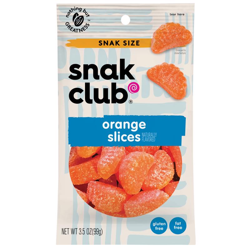 SNAK CLUB - Snak Club Orange Slices Gummi Candy 3.5 oz Bagged - Case of 12