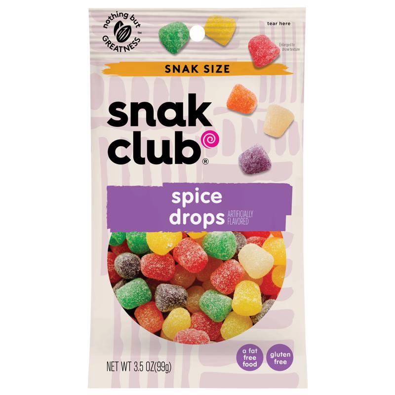 SNAK CLUB - Snak Club Spice Drops Gummi Candy 3.5 oz Bagged - Case of 12