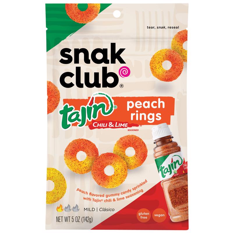 SNAK CLUB - Snak Club Tajin Chili and Lime Peach Rings 5 oz Bagged - Case of 6