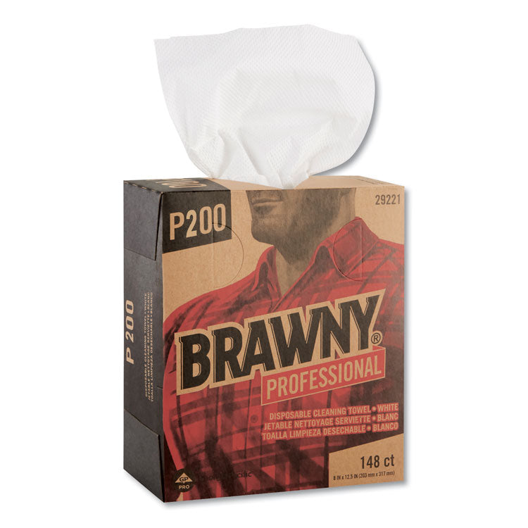 Brawny Professional - Light Duty Paper Wipers, 2-Ply, 8 x 12.5, White, 148/Box, 20 Boxes/Carton