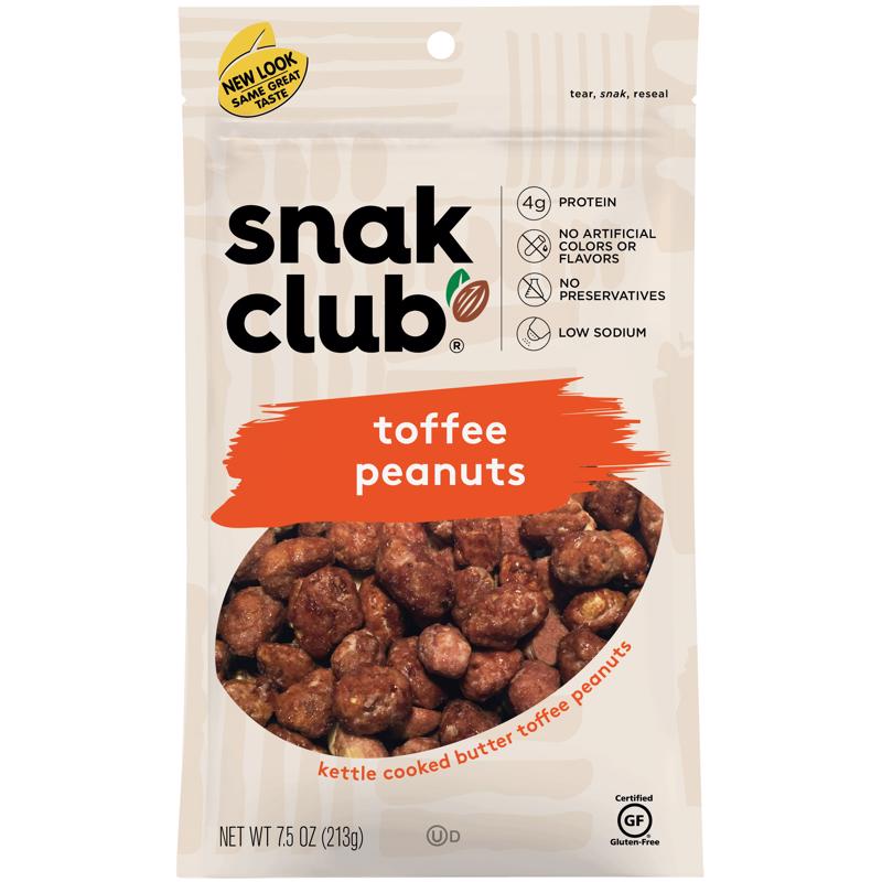 SNAK CLUB - Snak Club Toffee Peanuts 7.5 oz Bagged - Case of 6