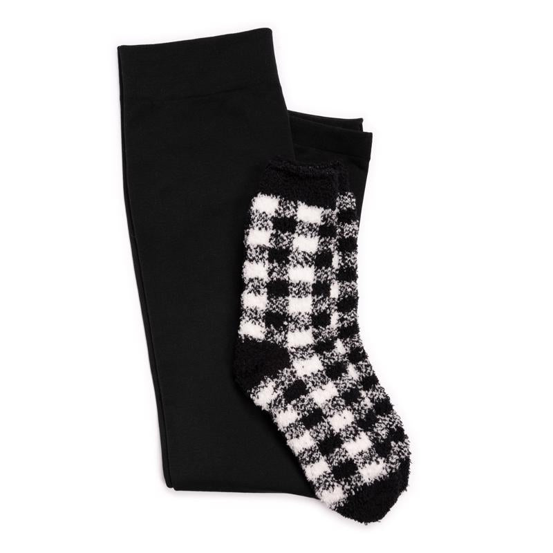 MUK LUKS - Muk Luks Women's Legging/Cozy Sock Set Assorted Black/White - Case of 12