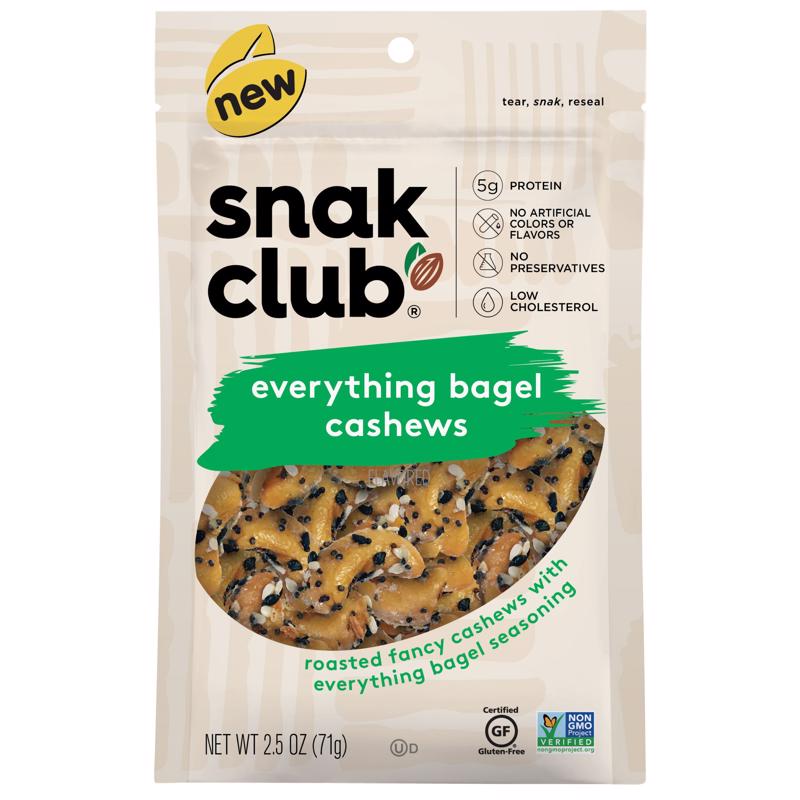 SNAK CLUB - Snak Club Everything Bagel Cashews 2.5 oz Bagged - Case of 6