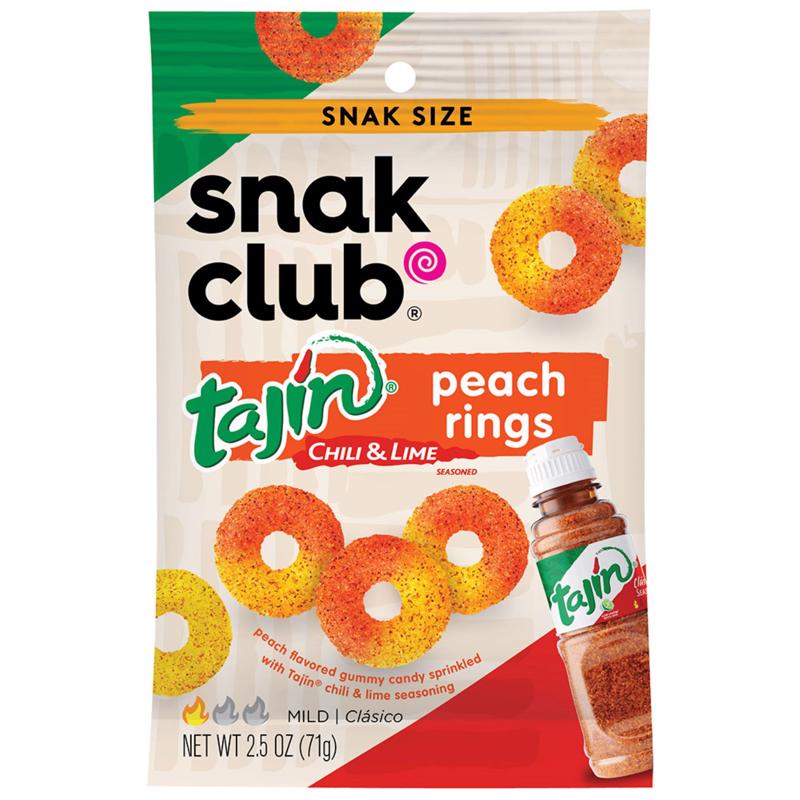 SNAK CLUB - Snak Club Tajin Chili and Lime Peach Rings 2.5 oz Bagged - Case of 12