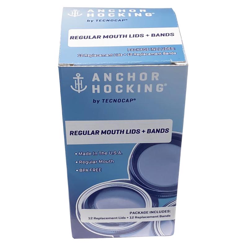 TECNOCAP - Tecnocap Anchor Hocking Regular Mouth Canning Lids and Bands 12 pk - Case of 10