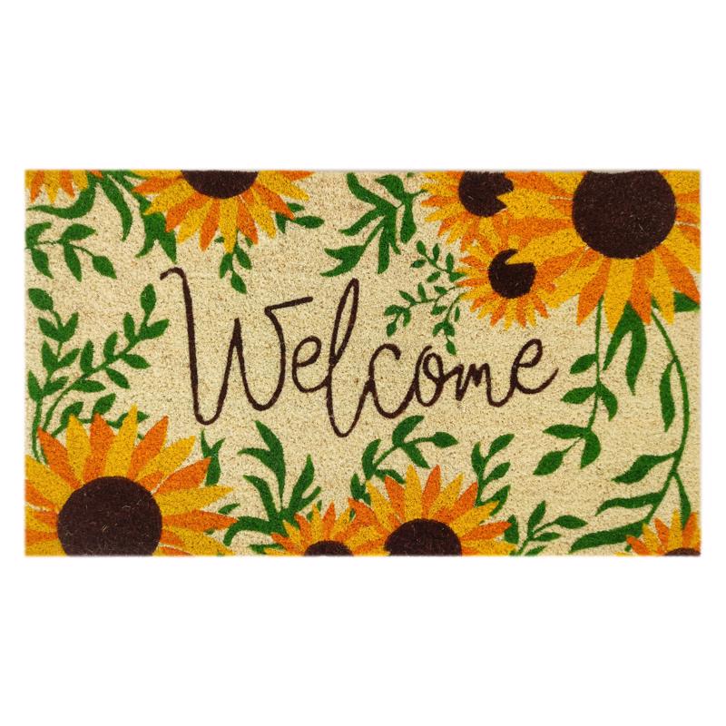 FIRST CONCEPT - First Concept 30 in. L X 18 in. W Multicolored Welcome Sunflowers Coir Door Mat