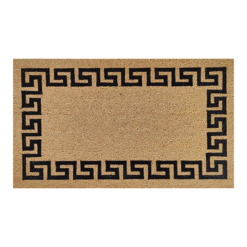 FIRST CONCEPT - First Concept 30 in. L X 18 in. W Black/Brown Greek Key Border Coir Door Mat