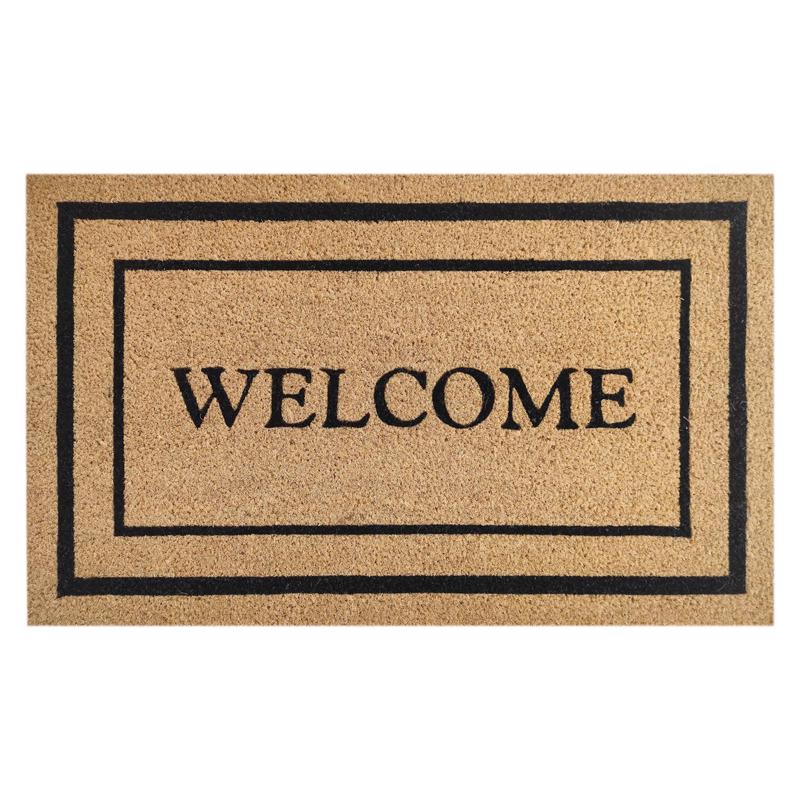 FIRST CONCEPT - First Concept 30 in. L X 18 in. W Black/Brown Welcome Coir Door Mat