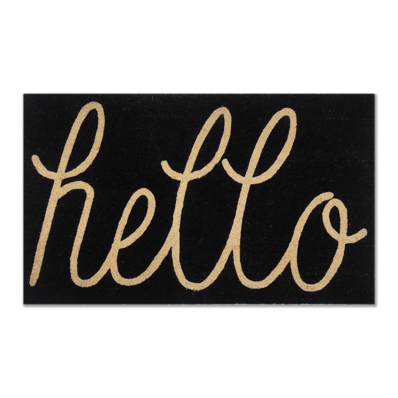 FIRST CONCEPT - First Concept 30 in. L X 18 in. W Black Hello Coir Door Mat