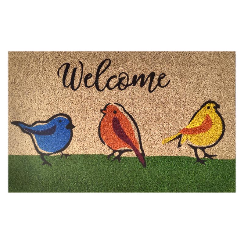 FIRST CONCEPT - First Concept 30 in. L X 18 in. W Multicolored Welcome Birds Coir Door Mat