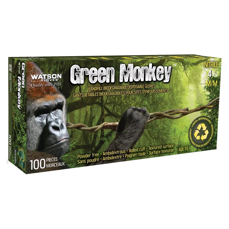 WATSON GLOVES - Watson Gloves Green Monkey M Nitrile Textured Pattern Green Disposable Gloves